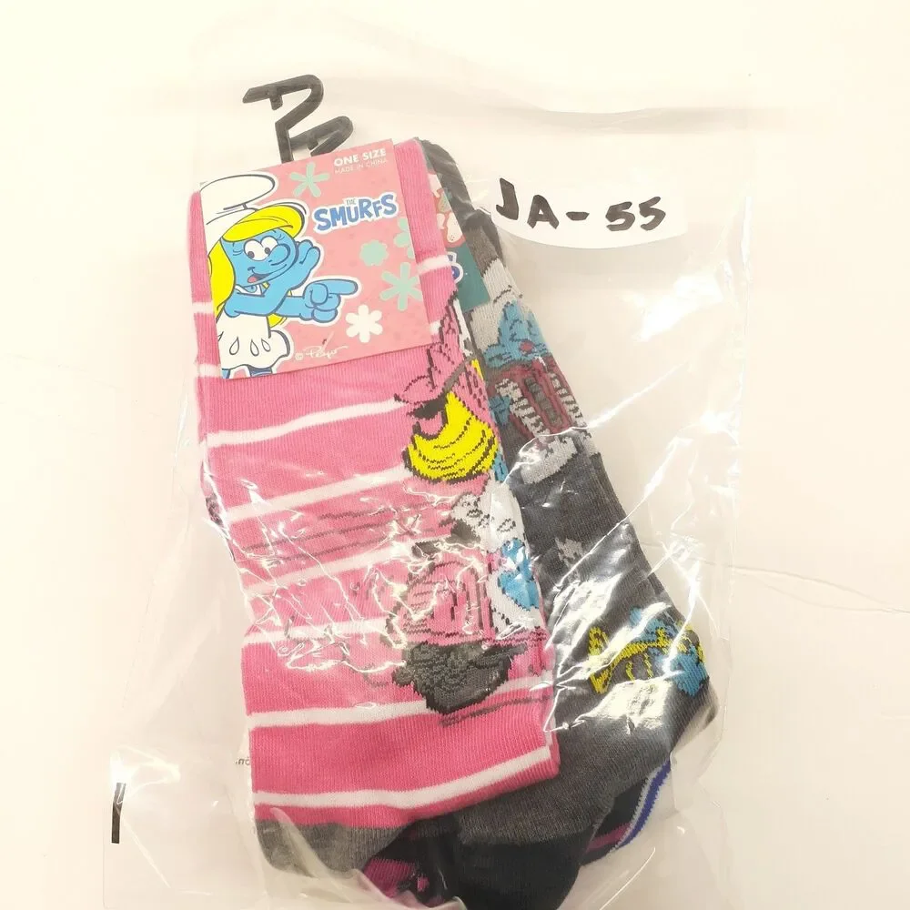 Smurfette Smurfs Cartoon 3-pair Novelty Adult Size 6-12 Socks NWT